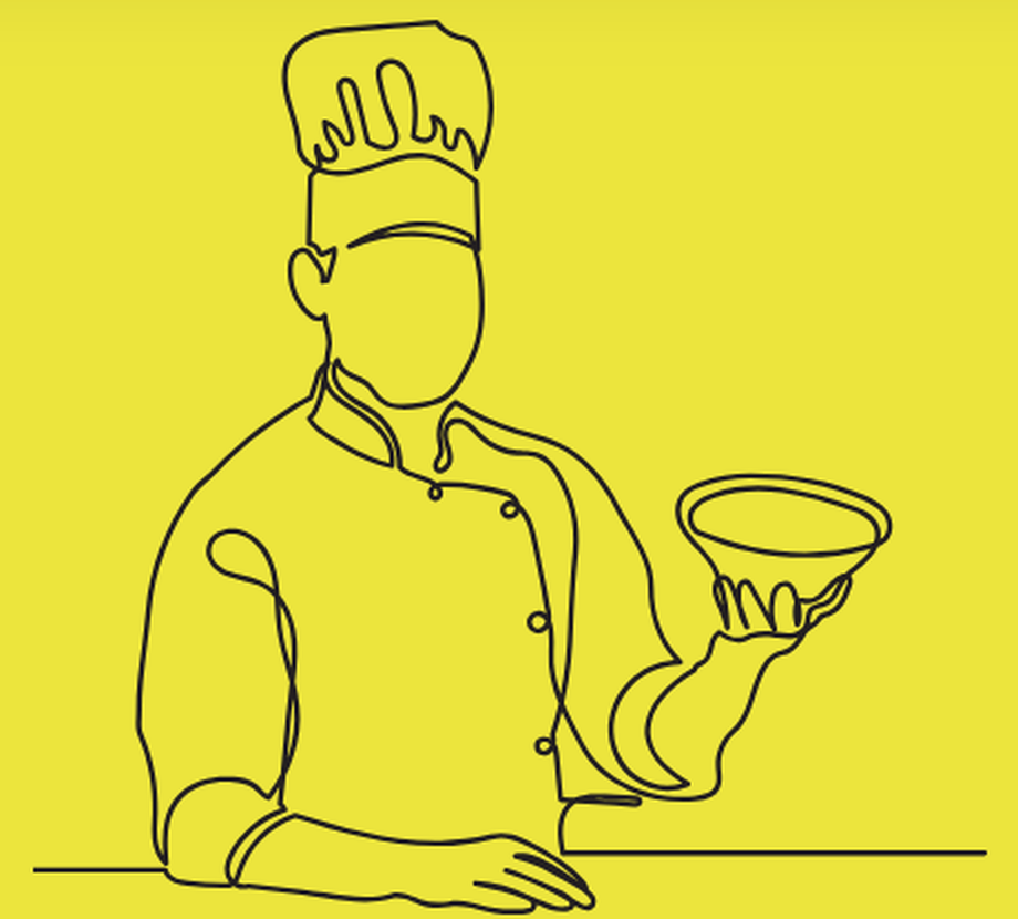 Ilustración de un cocinero sosteniendo un plato